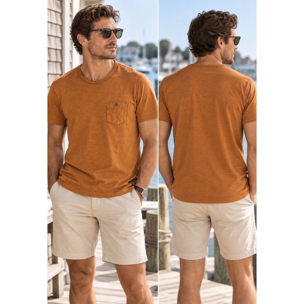 Todd Snyder Homespun Slub Pocket Tee Men’s Small Brown Orange 100% Cotton USA